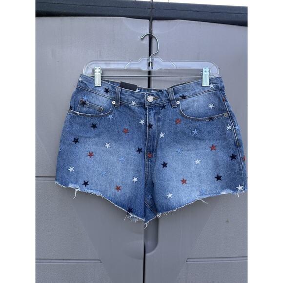 Blank NYC The Barrow Vintage High Rise Stars Embroidered Jean Shorts Sz 28 USA - Picture 6 of 16